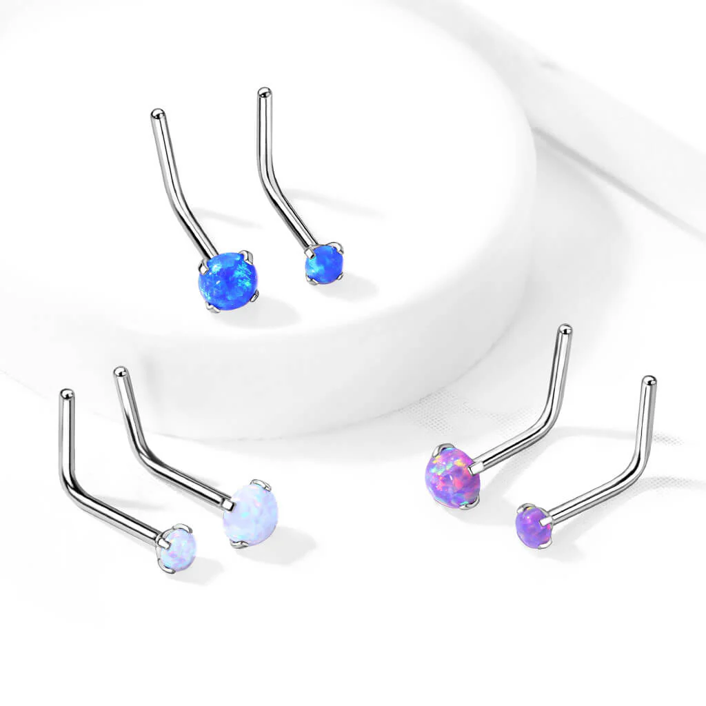 Nasenstecker L-Form Opal Silber - Image 7