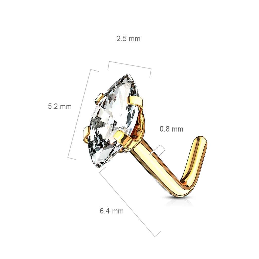 Nasenstecker L-Form Marquise Schliff Zirkonia - Image 3