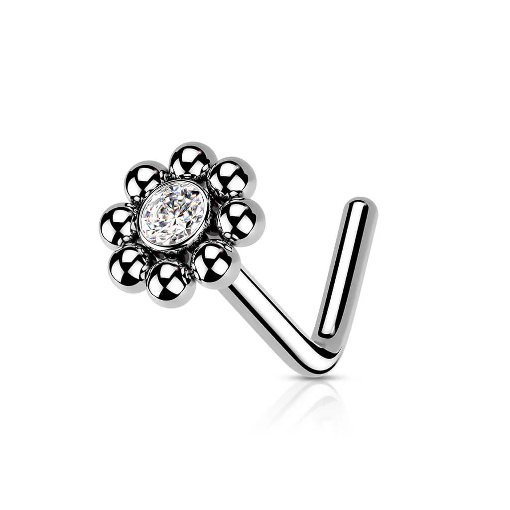 Nasenstecker L-Form Blume Zirkonia - Image 4