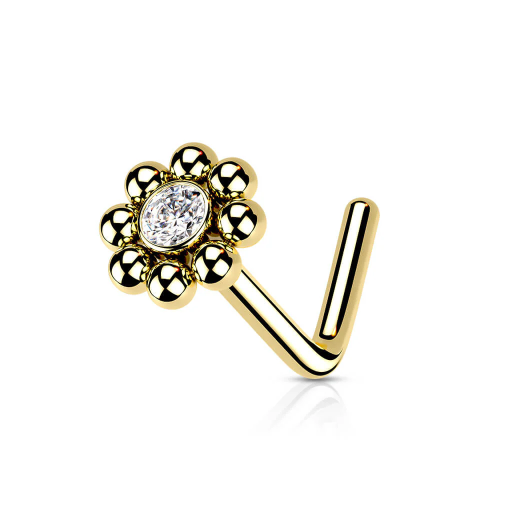 Nasenstecker L-Form Blume Zirkonia - Image 5