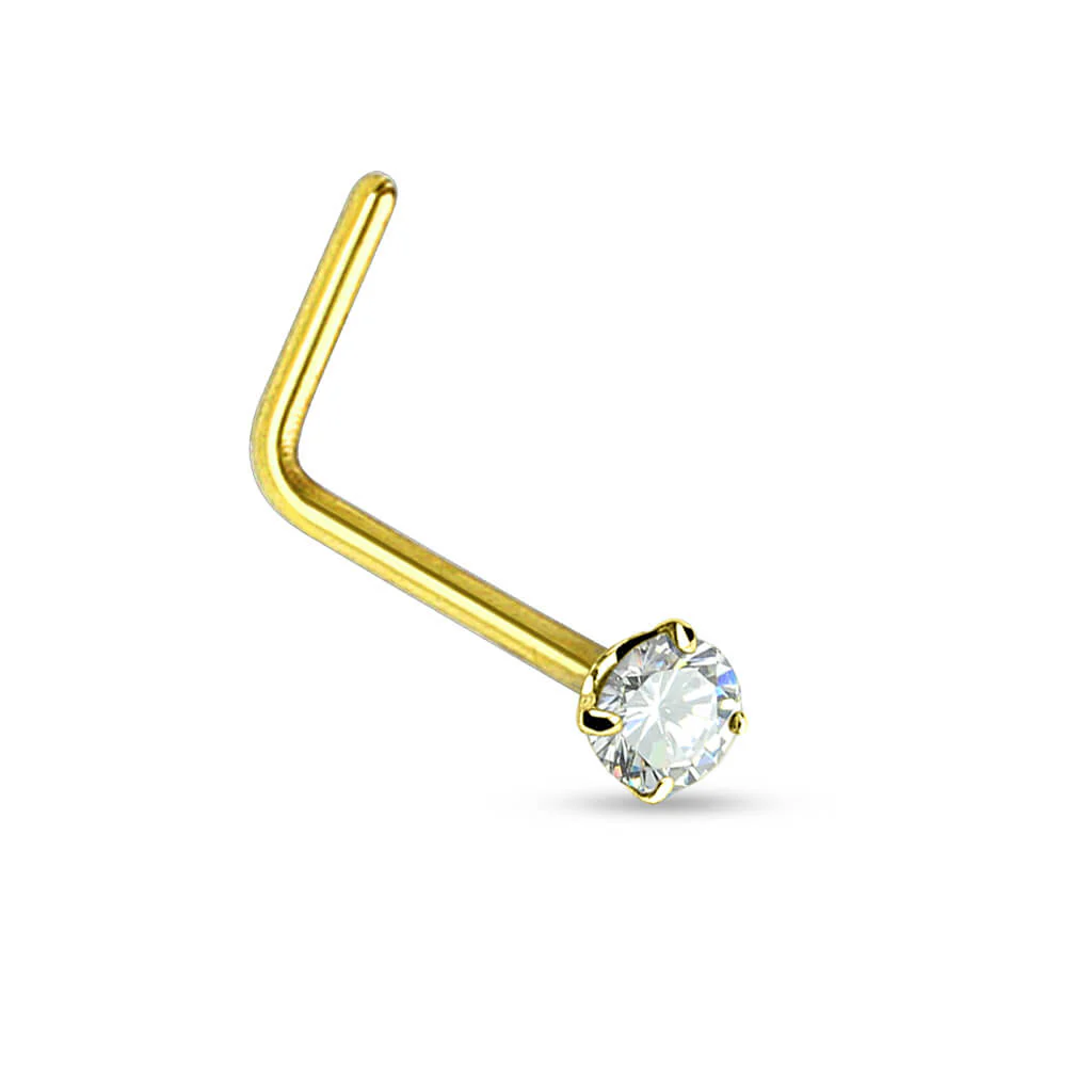 Nasenstecker L-Form Zirkonia Gold - Image 2