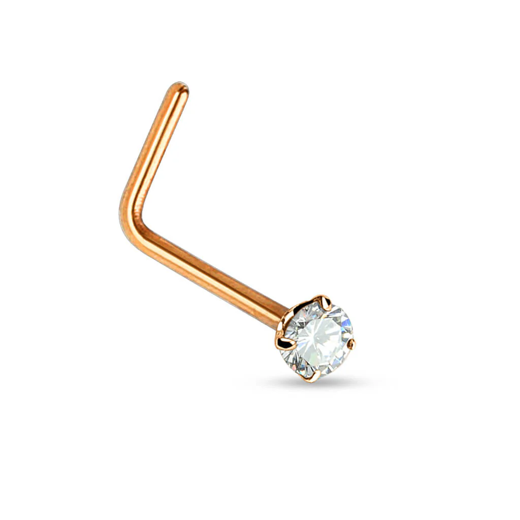 Nasenstecker L-Form Zirkonia Gold - Image 3