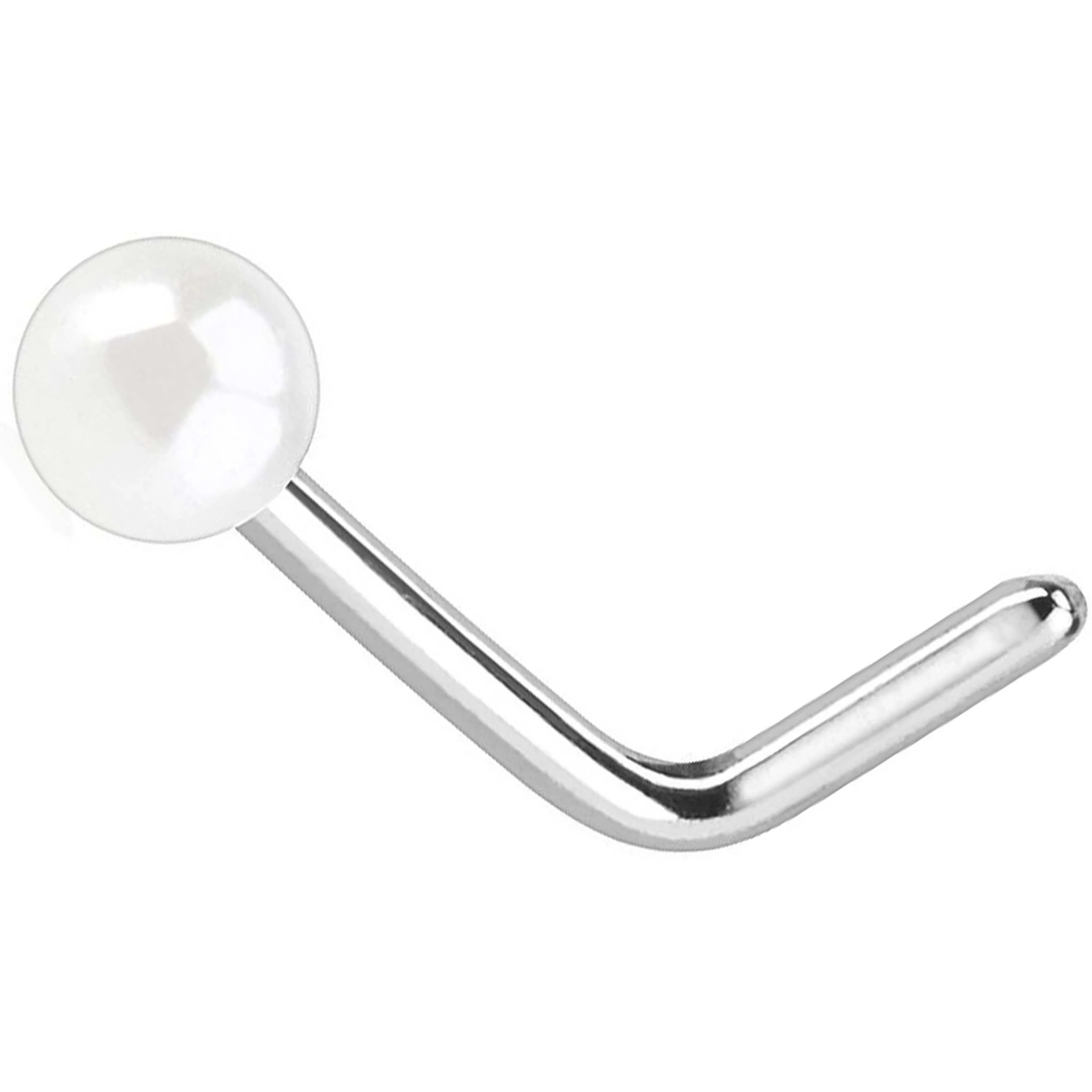 Nasenstecker L-Form Perle Silber