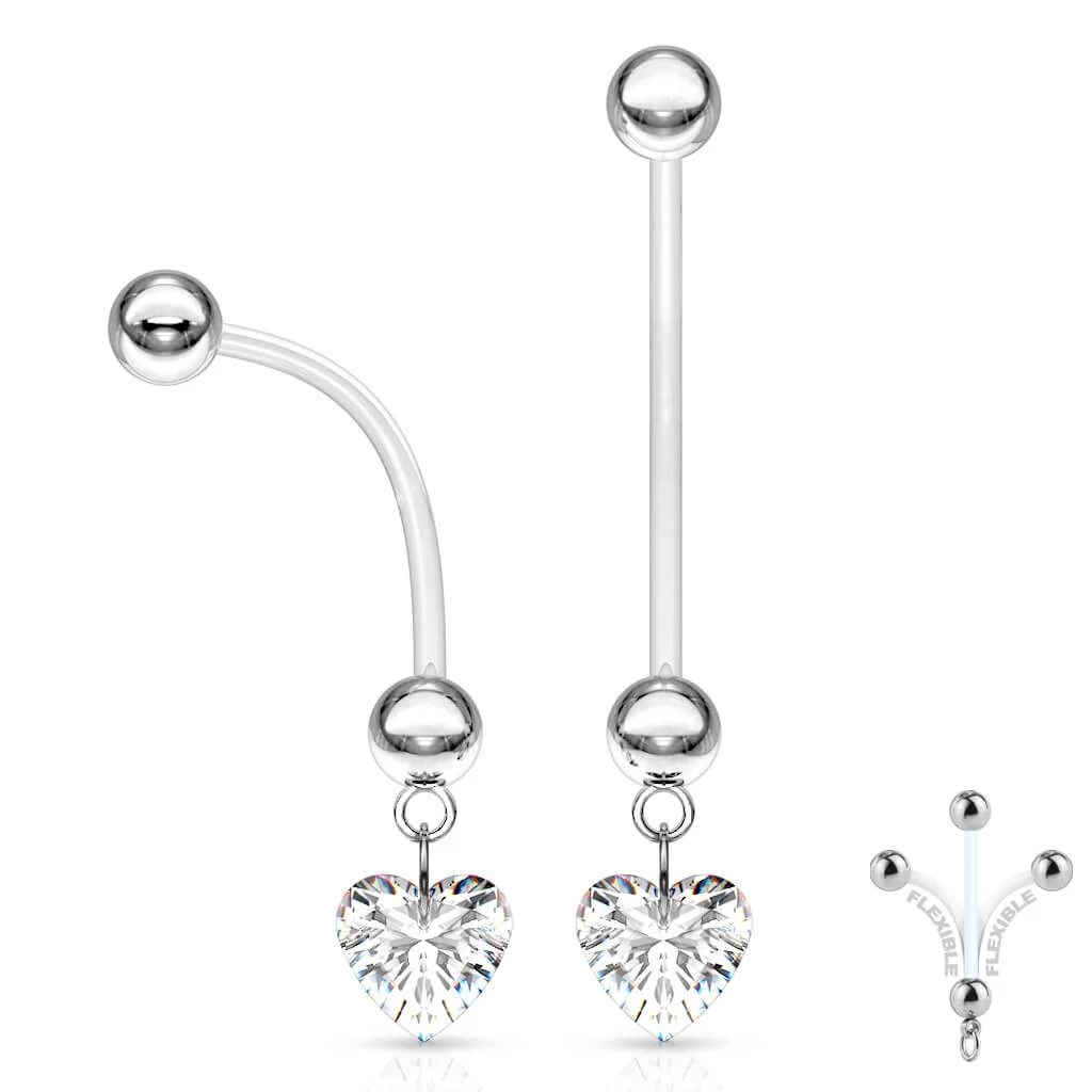 Bauchnabelpiercing Herz beweglich Zirkonia - Image 2