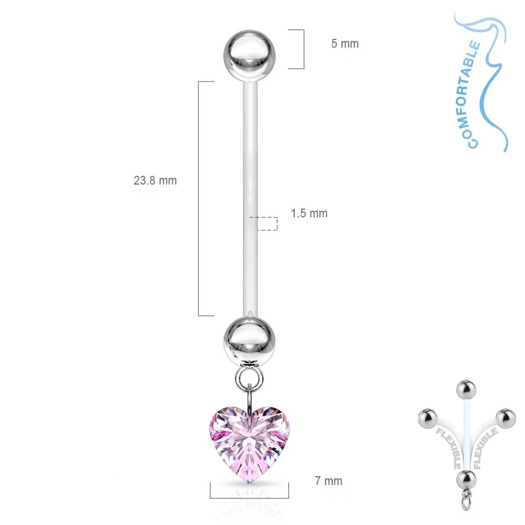 Bauchnabelpiercing Herz beweglich Zirkonia - Image 3