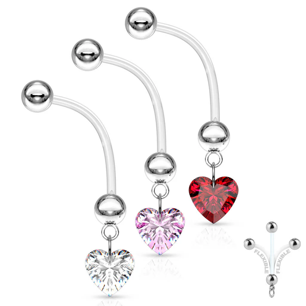 Bauchnabelpiercing Herz beweglich Zirkonia - Image 5