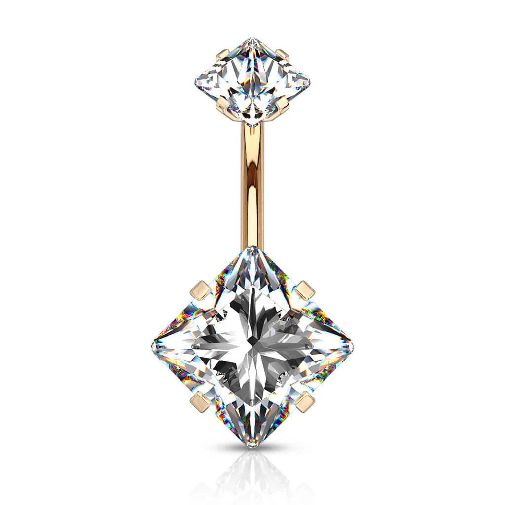 Bauchnabelpiercing Quadrat Zirkonia Innengewinde - Image 11