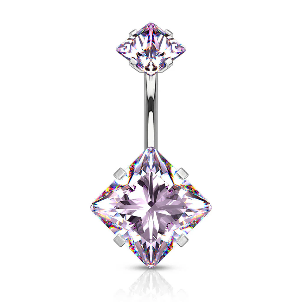 Bauchnabelpiercing Quadrat Zirkonia Innengewinde - Image 12