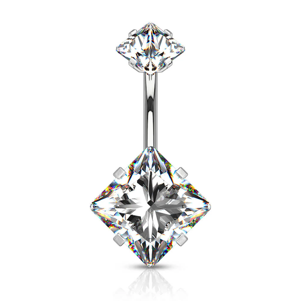 Bauchnabelpiercing Quadrat Zirkonia Innengewinde - Image 3