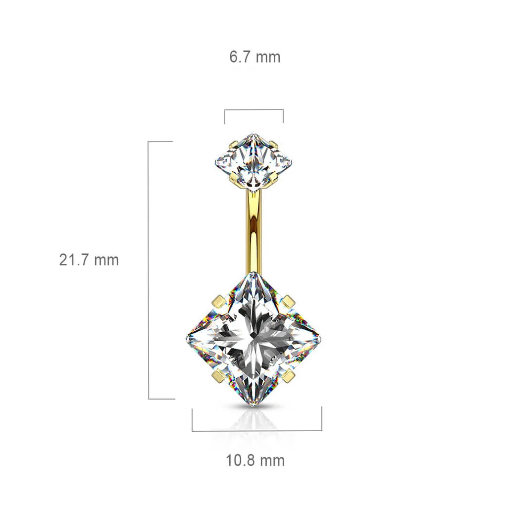 Bauchnabelpiercing Quadrat Zirkonia Innengewinde - Image 4
