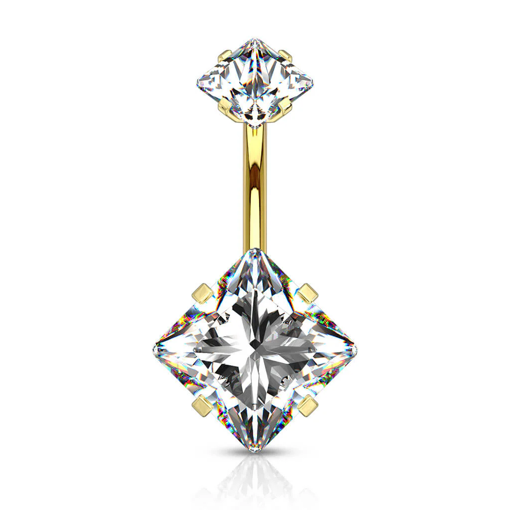 Bauchnabelpiercing Quadrat Zirkonia Innengewinde - Image 5