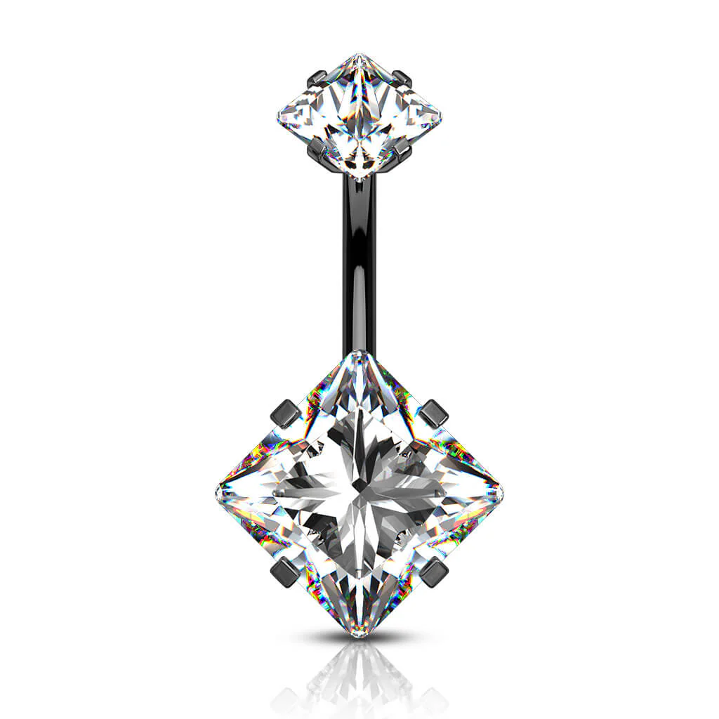 Bauchnabelpiercing Quadrat Zirkonia Innengewinde - Image 7