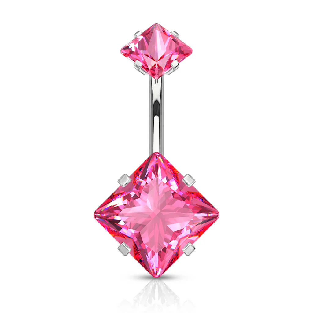 Bauchnabelpiercing Quadrat Zirkonia Innengewinde - Image 8