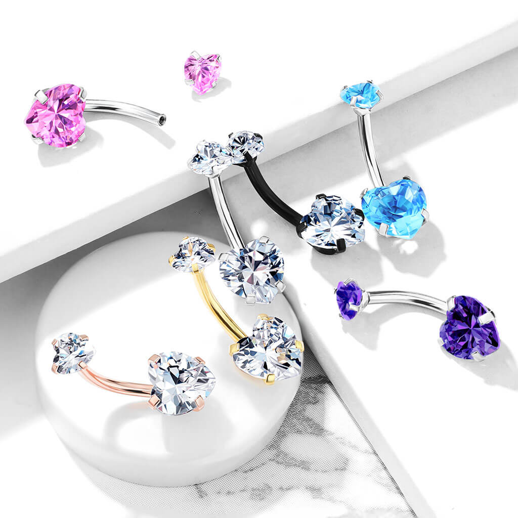 Bauchnabelpiercing Herz Zirkonia Innengewinde - Image 9
