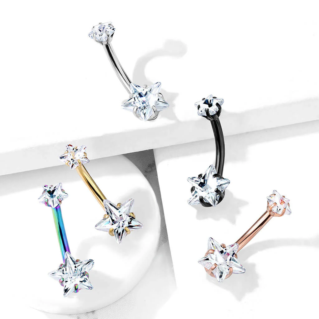 Bauchnabelpiercing Stern Zirkonia Innengewinde - Image 9