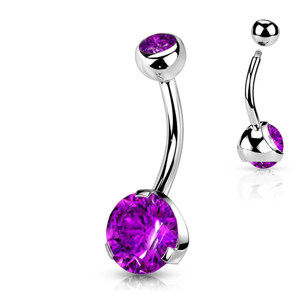 Bauchnabelpiercing Zirkonia Rund Silber - Image 2