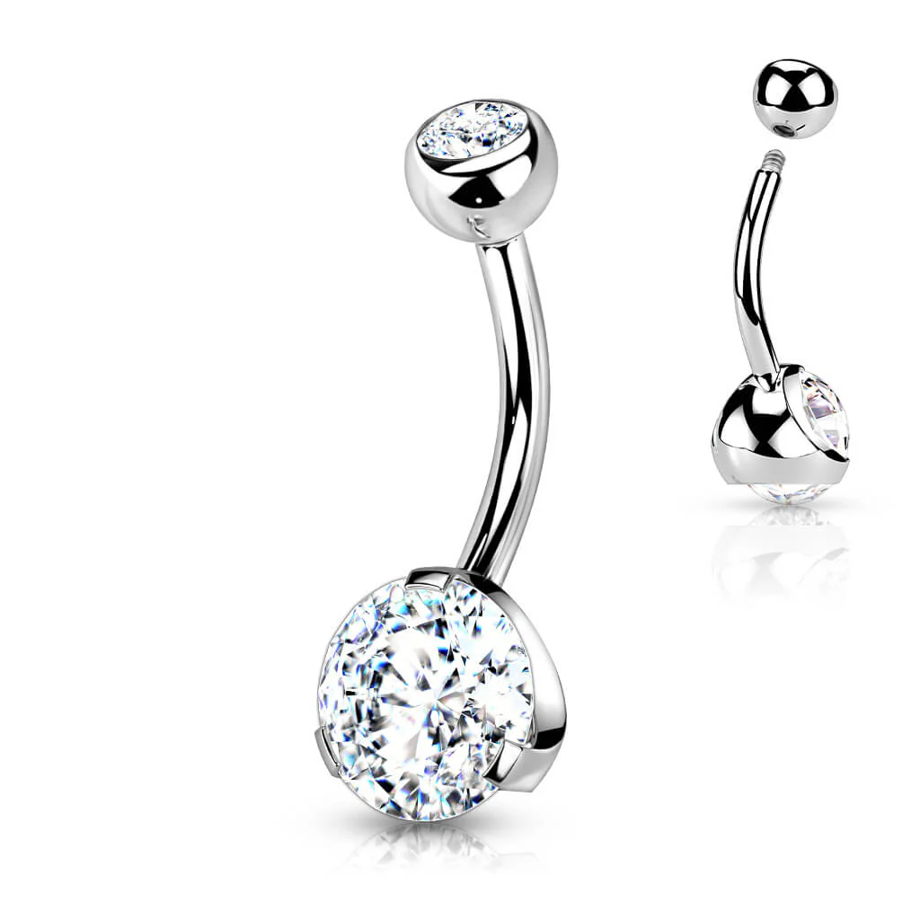 Bauchnabelpiercing Zirkonia Rund Silber - Image 4