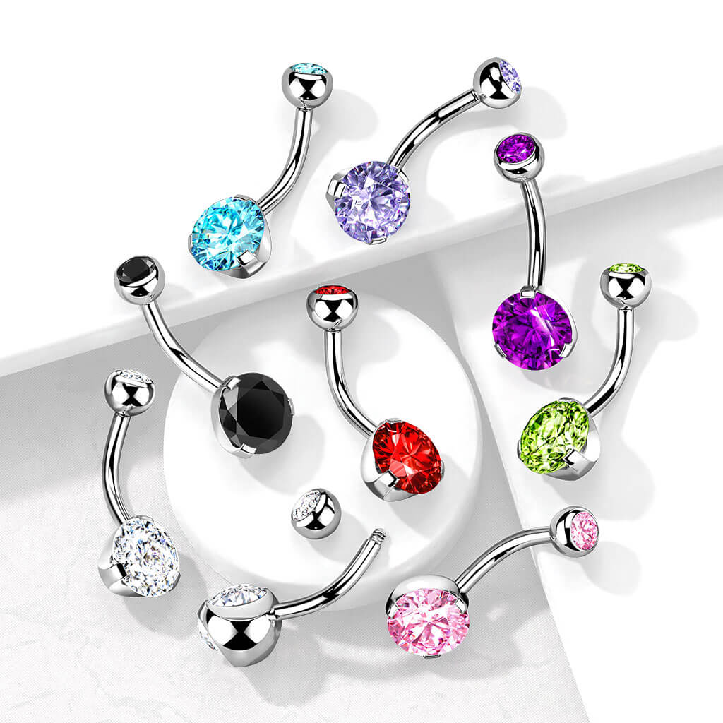 Bauchnabelpiercing Zirkonia Rund Silber - Image 7