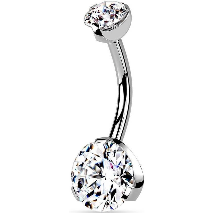 Bauchnabelpiercing Zirkonia Silber Innengewinde