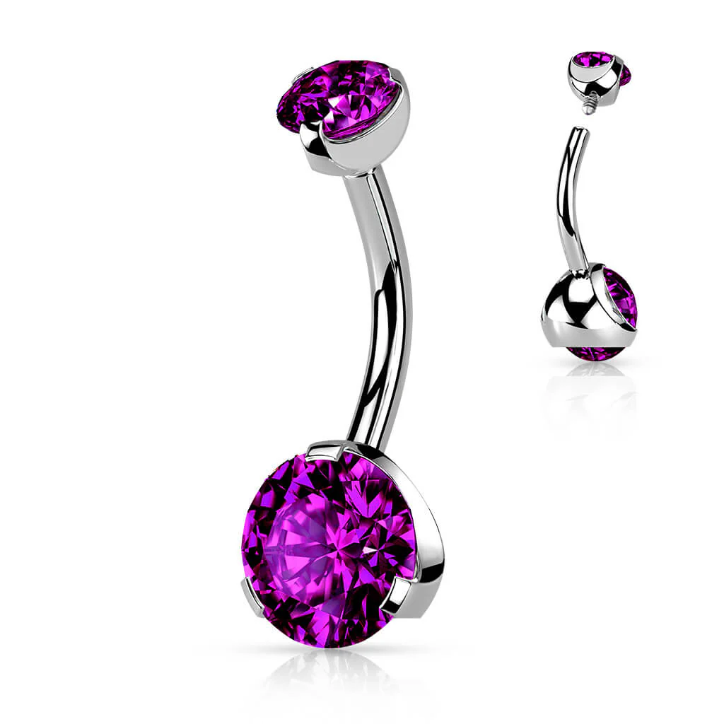 Bauchnabelpiercing Zirkonia Silber Innengewinde - Image 3