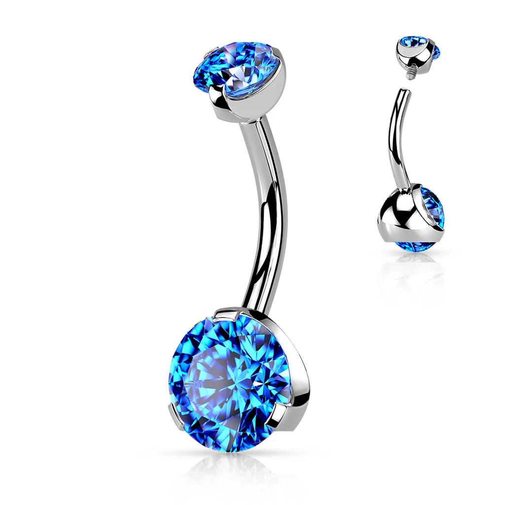 Bauchnabelpiercing Zirkonia Silber Innengewinde - Image 5