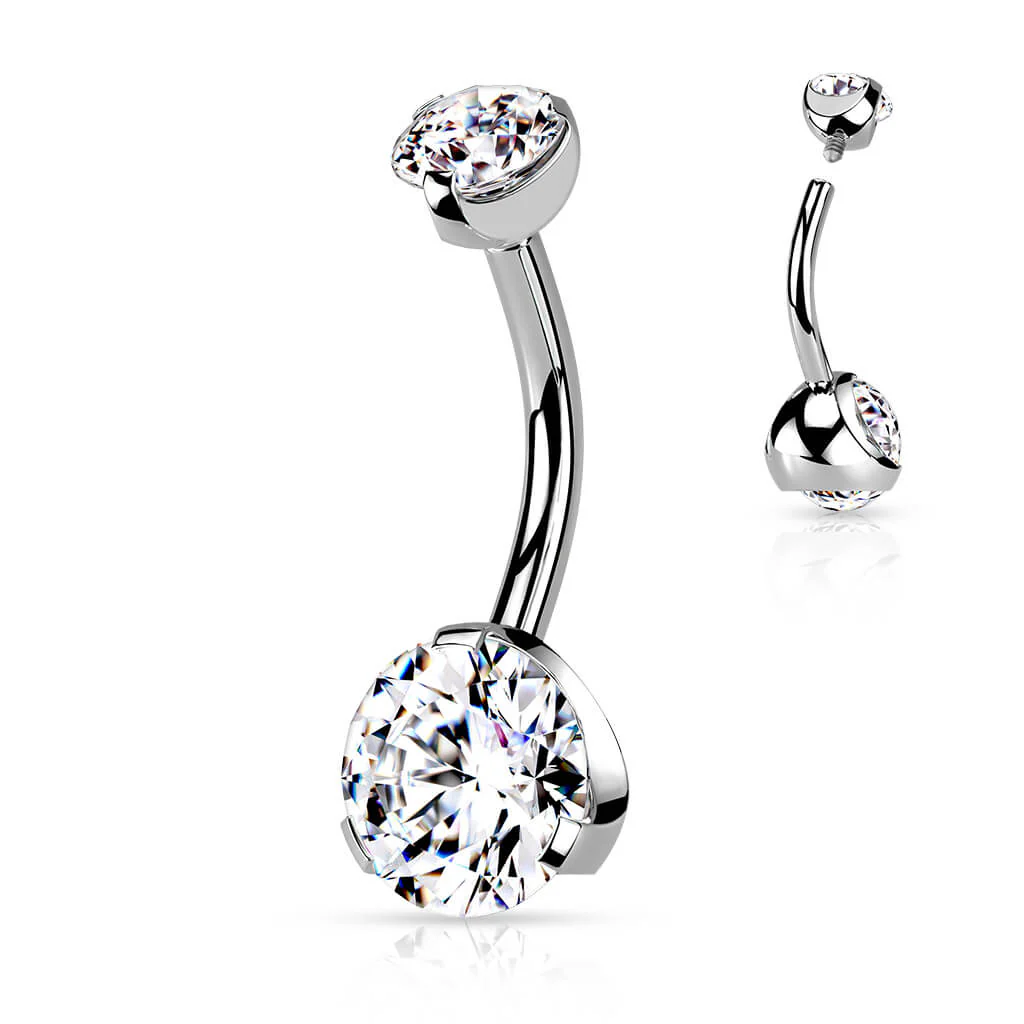 Bauchnabelpiercing Zirkonia Silber Innengewinde - Image 7