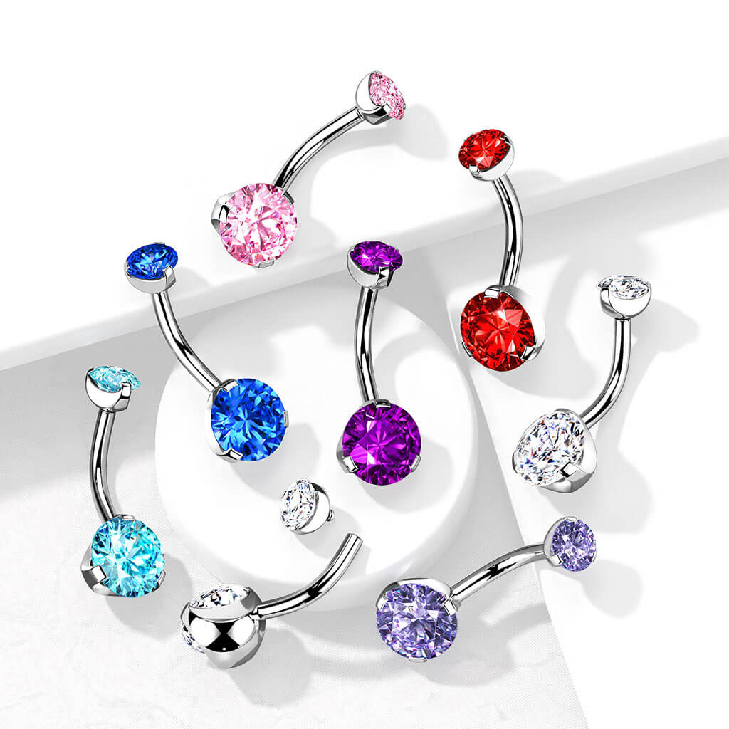 Bauchnabelpiercing Zirkonia Silber Innengewinde - Image 8
