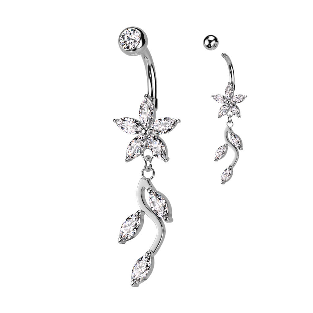 Bauchnabelpiercing Blumen beweglich Zirkonia - Image 2