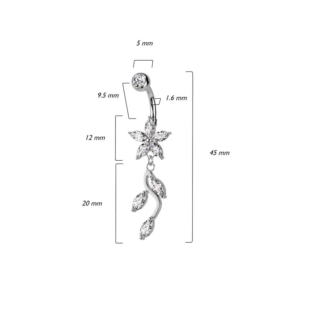 Bauchnabelpiercing Blumen beweglich Zirkonia - Image 3