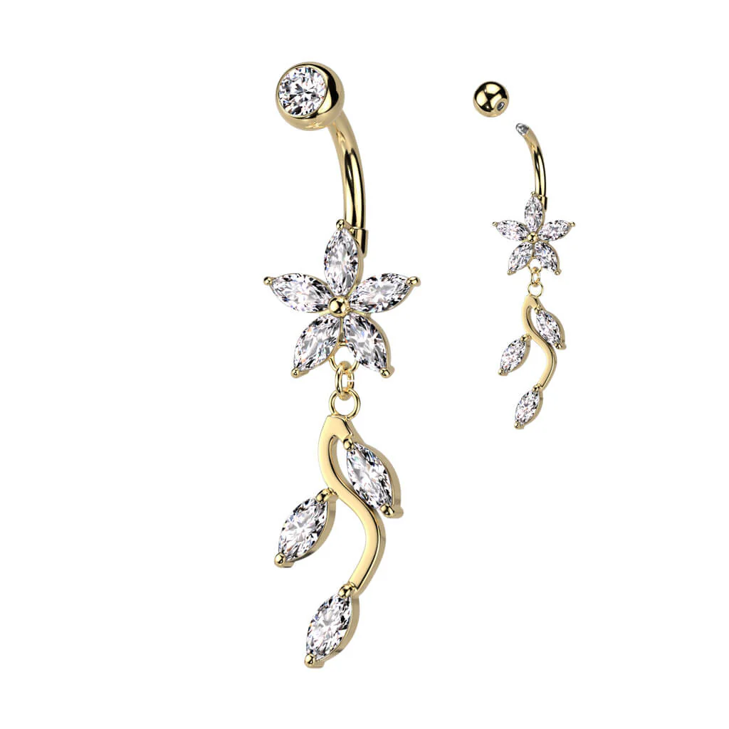 Bauchnabelpiercing Blumen beweglich Zirkonia - Image 4