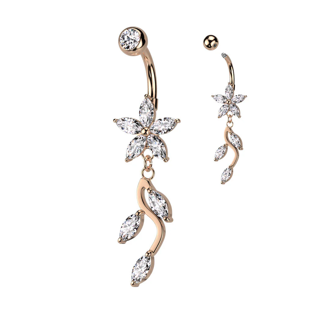 Bauchnabelpiercing Blumen beweglich Zirkonia - Image 5