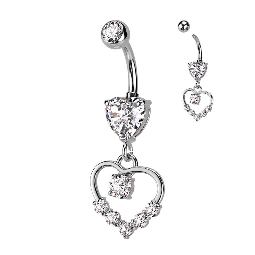Bauchnabelpiercing Herz beweglich Zirkonia - Image 2