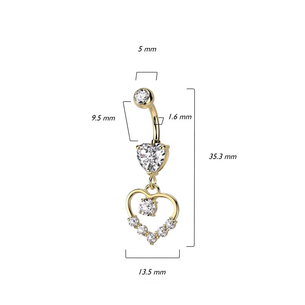 Bauchnabelpiercing Herz beweglich Zirkonia - Image 3