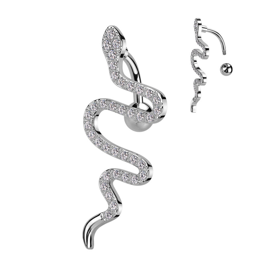 Bauchnabelpiercing Top Down Schlange Zirkonia - Image 2