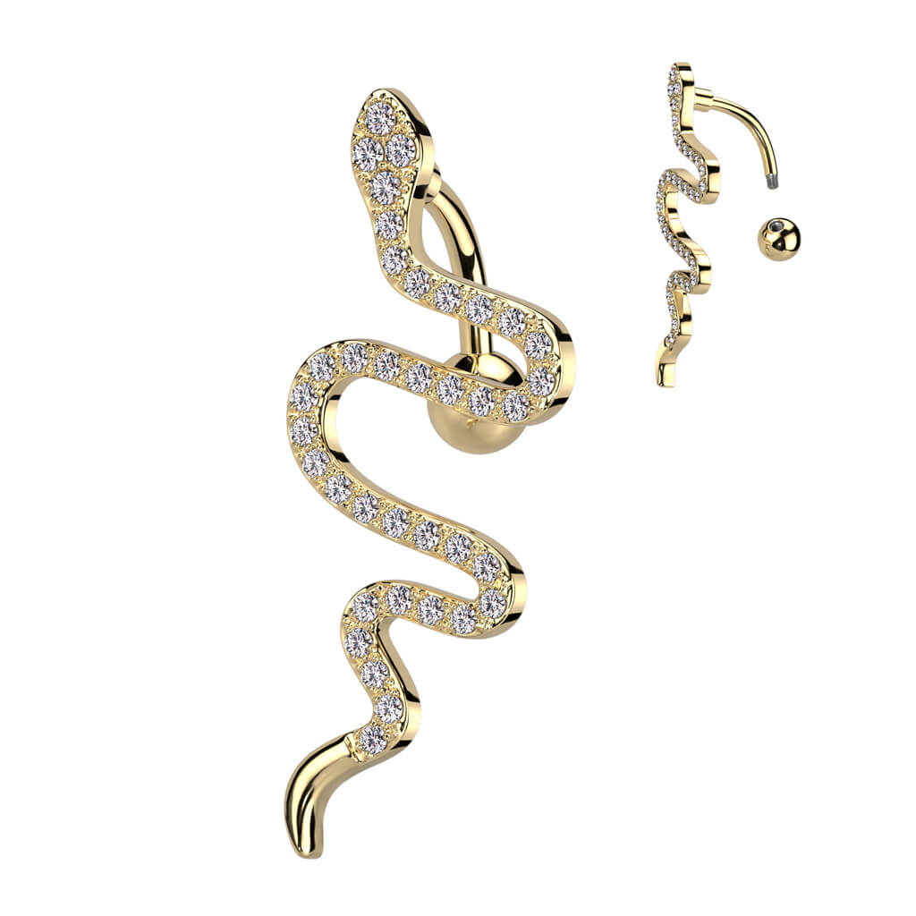 Bauchnabelpiercing Top Down Schlange Zirkonia - Image 4