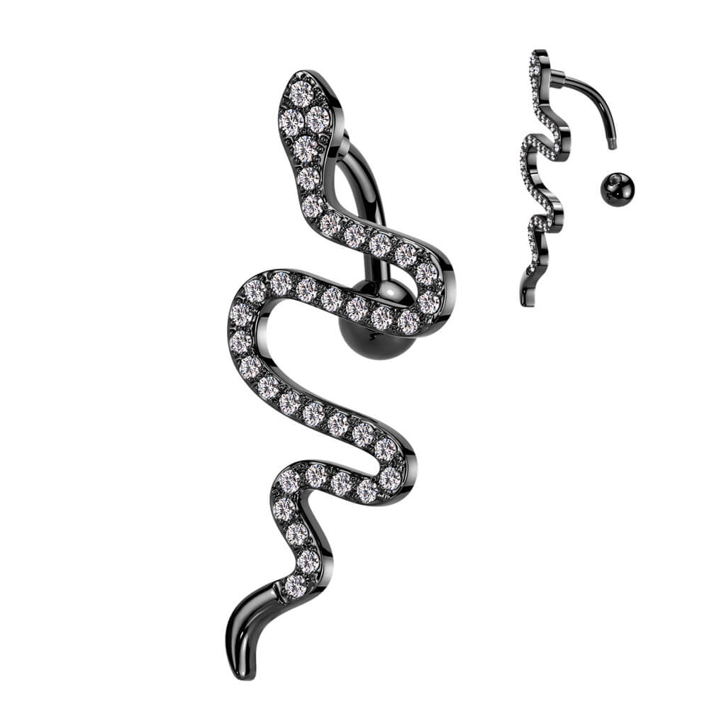 Bauchnabelpiercing Top Down Schlange Zirkonia - Image 5