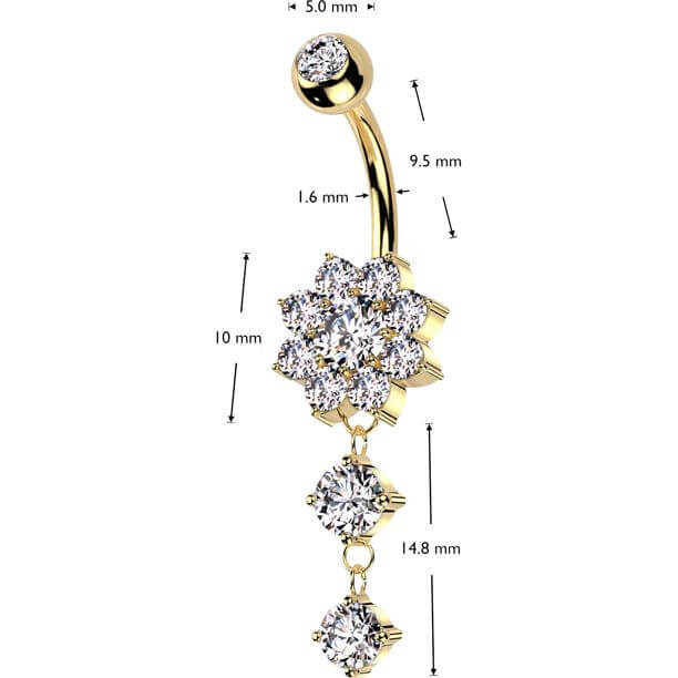 Bauchnabelpiercing Blume Anhänger Zirkonia - Image 2