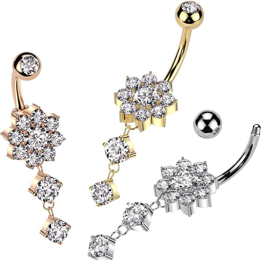 Bauchnabelpiercing Blume Anhänger Zirkonia - Image 3
