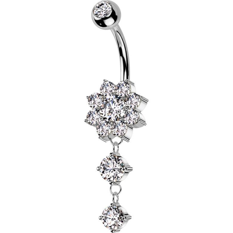Bauchnabelpiercing Blume Anhänger Zirkonia - Image 4