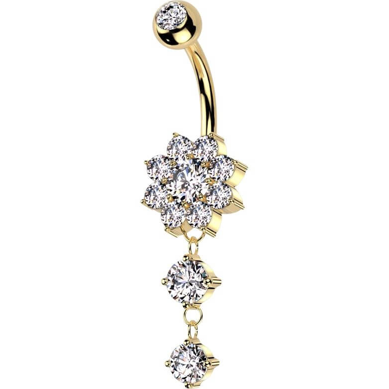 Bauchnabelpiercing Blume Anhänger Zirkonia - Image 5