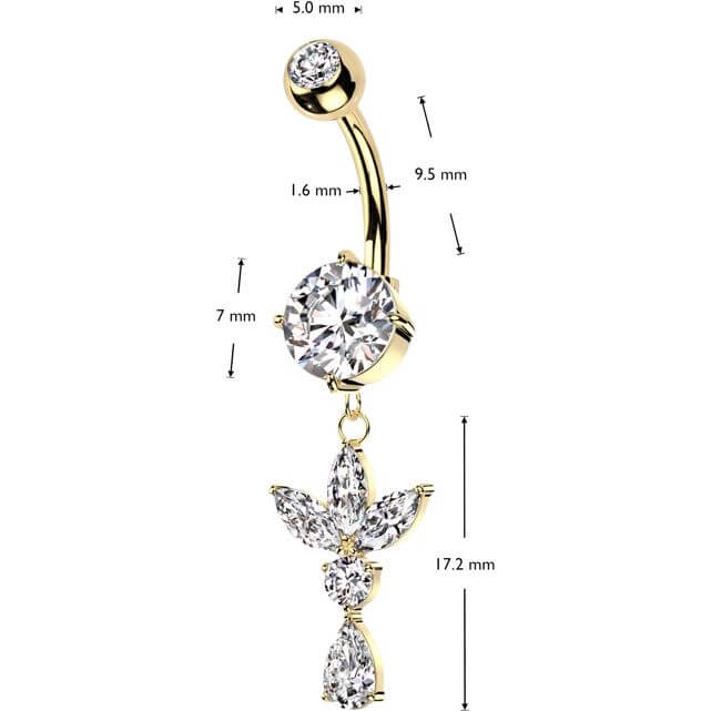 Bauchnabelpiercing Marquise Schliff Anhänger Zirkonia - Image 2