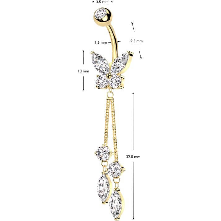 Bauchnabelpiercing Schmetterling Anhänger Zirkonia - Image 2