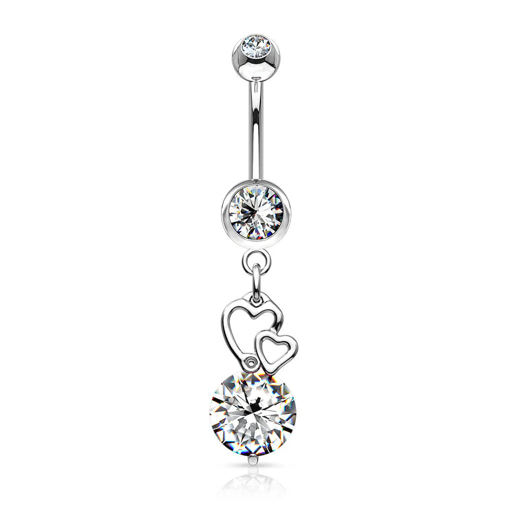Bauchnabelpiercing Herz beweglich Zirkonia Silber - Image 2