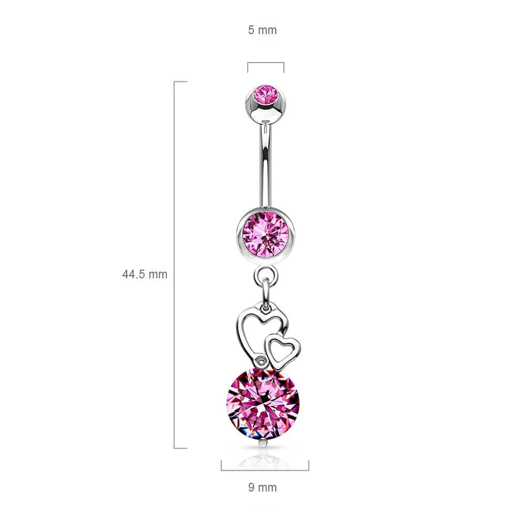 Bauchnabelpiercing Herz beweglich Zirkonia Silber - Image 3