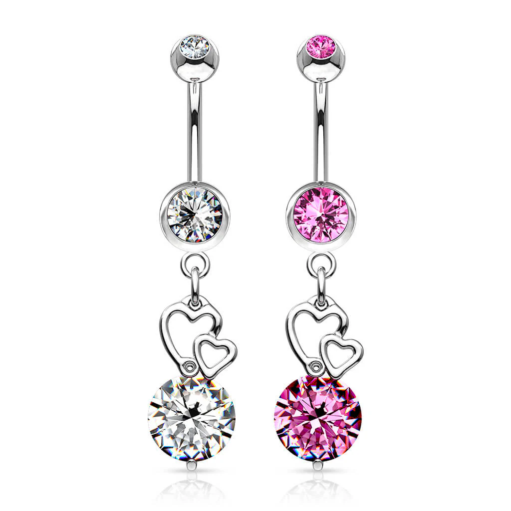 Bauchnabelpiercing Herz beweglich Zirkonia Silber - Image 4