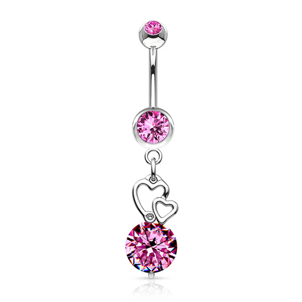 Bauchnabelpiercing Herz beweglich Zirkonia Silber - Image 5