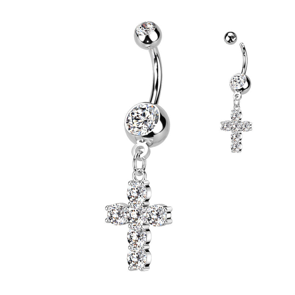 Bauchnabelpiercing Kreuz beweglich Zirkonia - Image 2