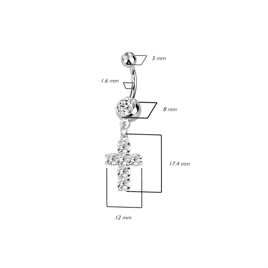 Bauchnabelpiercing Kreuz beweglich Zirkonia - Image 3