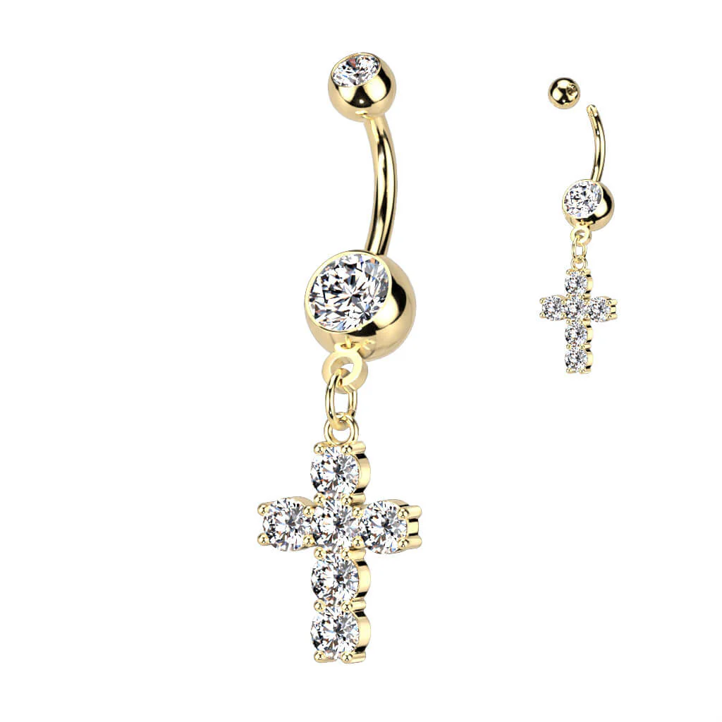 Bauchnabelpiercing Kreuz beweglich Zirkonia - Image 4