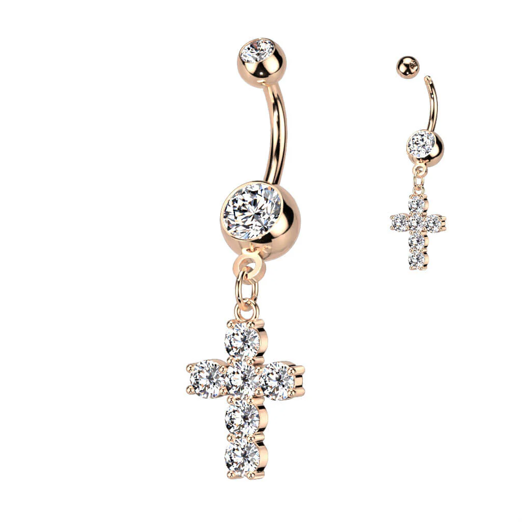 Bauchnabelpiercing Kreuz beweglich Zirkonia - Image 5